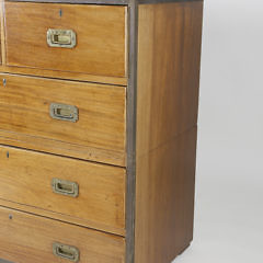 Brass Trimmed Campaign Chest of Drawers, 19th Century
