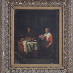 Continental Oil on Canvas “Interior Dining Scene”