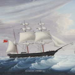 Chinese Export Oil on Canvas “Portrait of the Xiphias on the Open Seas, Master John Morris” (1857-1862)