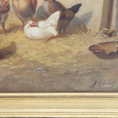 Austro-Hungarian School Oil on Canvas “Barnyard Fowls”