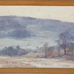 Pair of Frank Swift Chase Oils on Board “Winter Landscape” and “White Mountains”