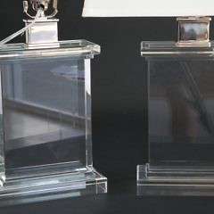 Pair of Restoration Hardware Crystal Cube Lamps