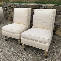 115-4803 Pair Yellow White Slipper Chairs IMG_1567