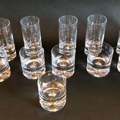 Set of Eight Crystal Old Fashions and Seven Highballs