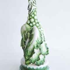 Italian Sculptured Green Ceramic Vegetable Rooster