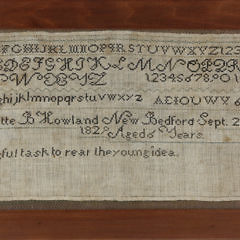 Needlework Sampler “Charlotte B. Howland of New Bedford”, Sept. 26, 1829