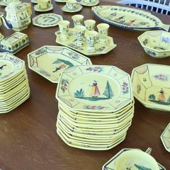 112 Piece Henroit Quimper Yellow Dinner Service