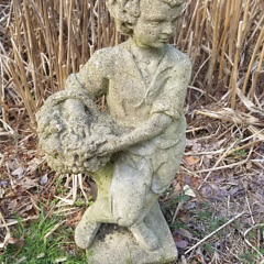 274-4800 Cement Figure with Fruit Basket A