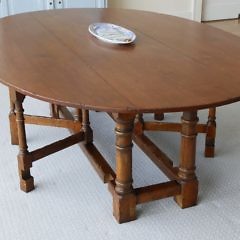 English Oak Oval Gate Leg Drop Leaf Dining Table