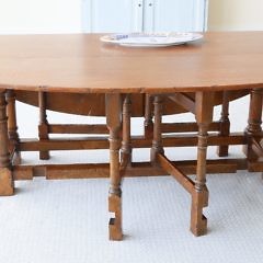 English Oak Oval Gate Leg Drop Leaf Dining Table