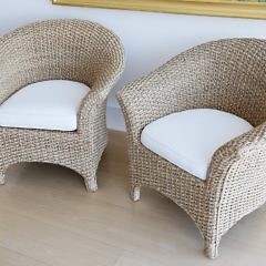 41-4803 Pair of Palecek Wicker Chairs