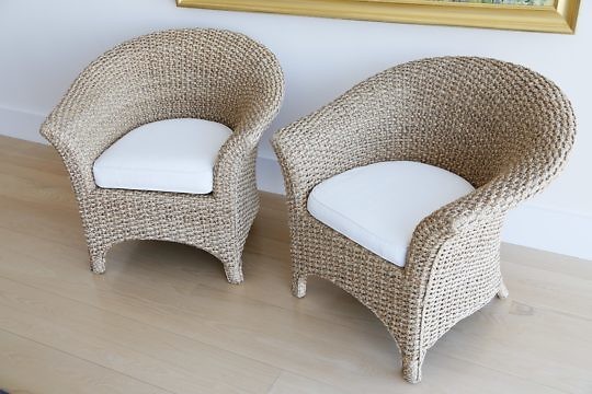 41-4803 Pair of Palecek Wicker Chairs