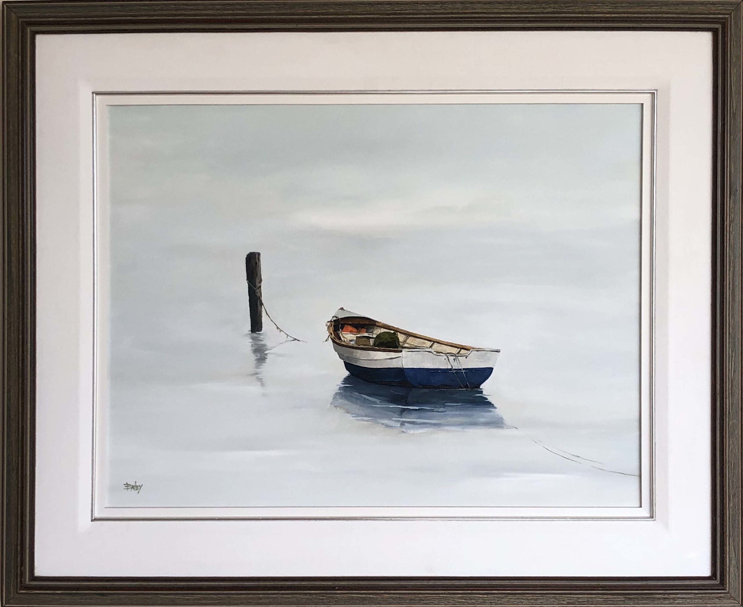 Roy Bailey Roy Bailey (American 19332002) Acrylic on Canvas "Lone Blue and White Dory