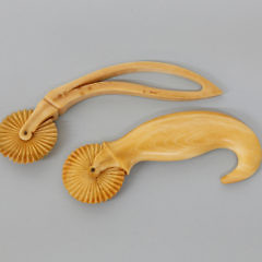 Lot of Two Whaler Made Whale Ivory Pie Crimpers, circa 1850