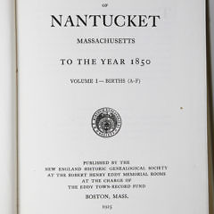 Complete 5 Volume Set “Vital Records of Nantucket Massachusetts” to the Year 1850