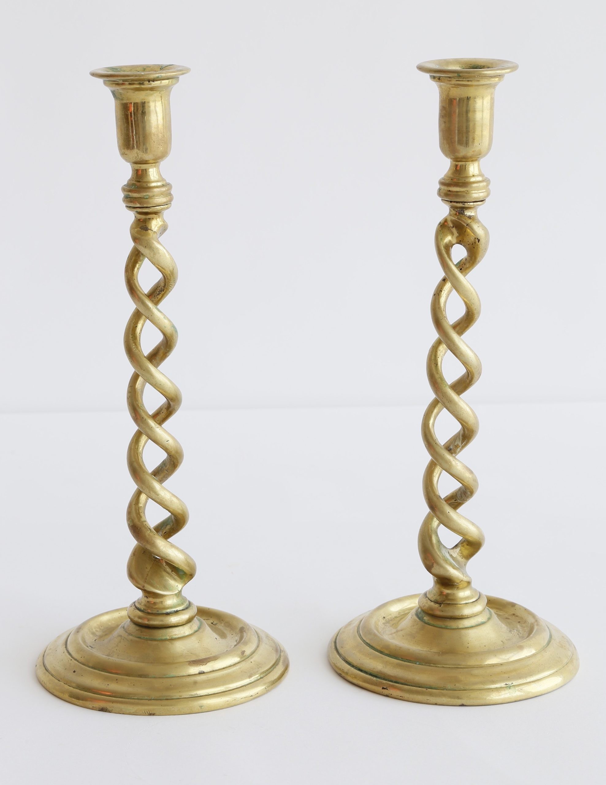 Brass Barley wist Candlesticks Pair of Brass Barley Twist Column