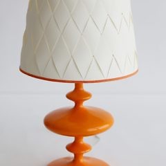 Pair of Robert Abbey LTD Contemporary Orange Glazed Composition Lamps