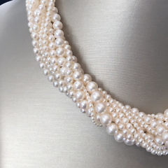 Tiffany & Co. 18K Yellow Gold 11 Strand White Akoya Pearl Necklace