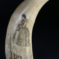 Scrimshaw Sperm Whale Tooth of an American Bark, circa 1850