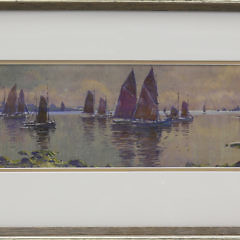 Hezekiah Anthony Dyer Watercolor on Paper “Boats on Narraganset Bay”