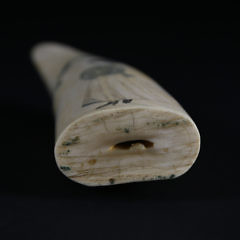 Whaler Scrimshaw and Polychromed Sperm Whale Tooth, circa 1860