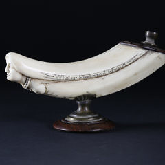 Carved Ivory, Brass and Wood Snuff Container, 19th Century