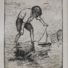 Eliza Draper Gardner Etching “Boy with Boat”