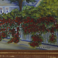 James Francis Barker Oil on Masonite “Hillers Lane, Nantucket, Mass.”