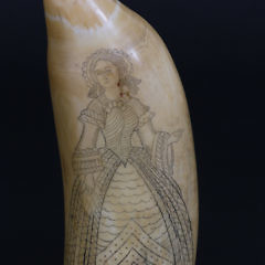 Scrimshaw Sperm Whale Tooth, circa 1840-1850