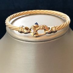 14k Yellow Gold Guy Beard Custom Designed Nautical Form Twisted Cable Bracelet