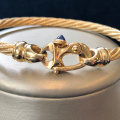 14k Yellow Gold Guy Beard Custom Designed Nautical Form Twisted Cable Bracelet