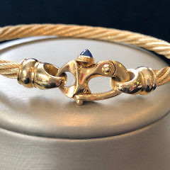 14k Yellow Gold Guy Beard Custom Designed Nautical Form Twisted Cable Bracelet