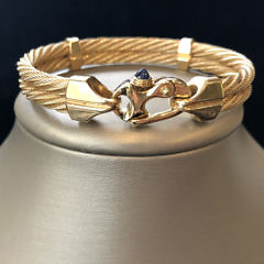 14k Yellow Gold Guy Beard Custom Designed Nautical Form Twisted Double Cable Bracelet