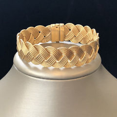 14k Yellow Gold Guy Beard Designed Braided Gold Bracelet