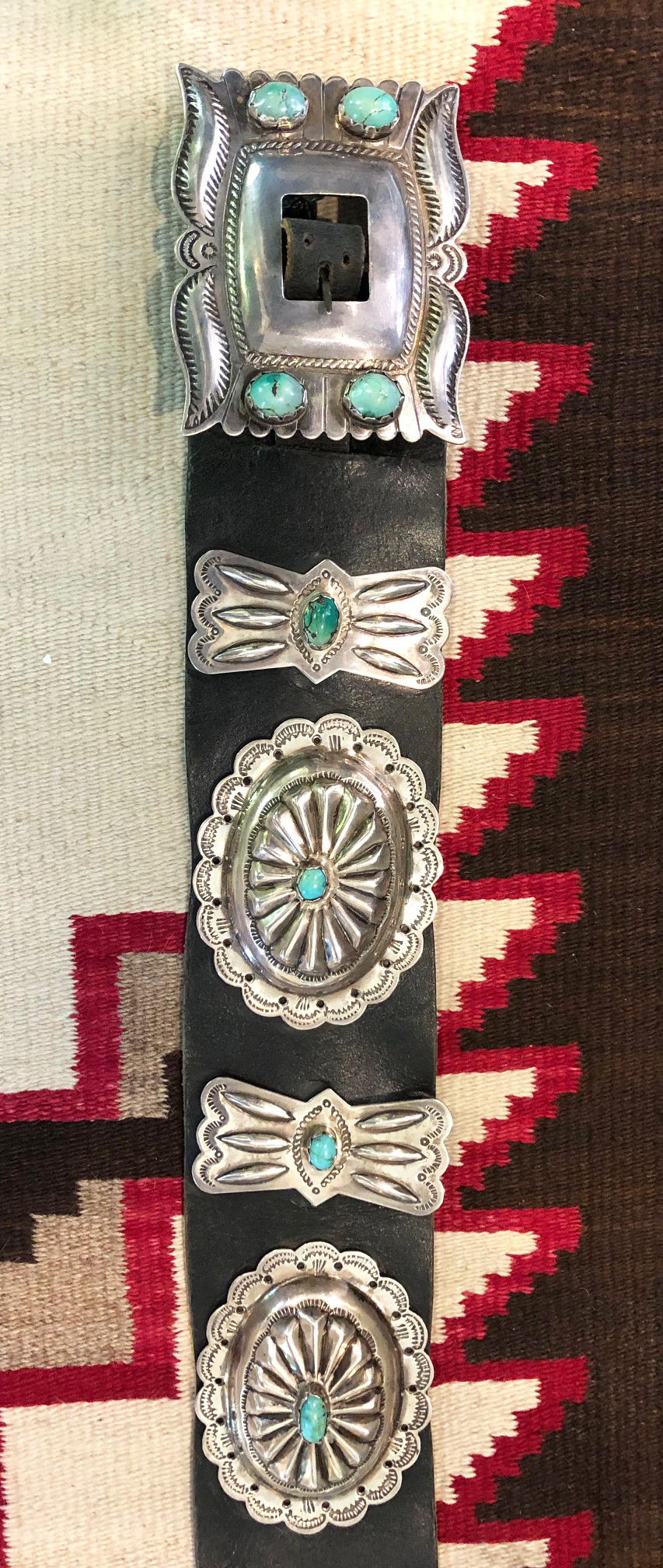 Concho superposé sterling avec turquoise 1 avec 3/8 chicago