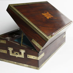 English Brass Bound Mahogany Traveling Desk Box, circa 1820