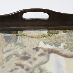 Embroidery and Mixed Media Wood Serving Tray, 19th Century