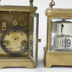 French Bronze Carriage Clock and Ansonia Plate Carriage Clock Digital Flip, 19th Century