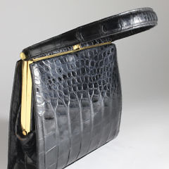 Lucille de Paris Black Alligator Evening Purse, circa  1950s