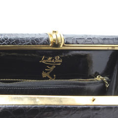 Lucille de Paris Black Alligator Evening Purse, circa  1950s