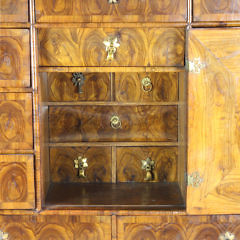 George II Oyster Walnut Veneered Tabletop Cabinet, mid 18th Century