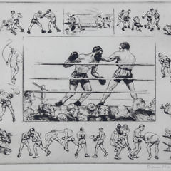 Diana Thorne Etching “Jack Dempsey vs Argentine Heavyweight Luis Angel Firpo”