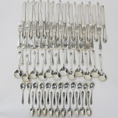 Hand Hammered Sterling Silver Flatware Service, Turn of the Century