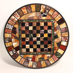 Italian Marble Specimen Tripod Game Table, mid 19th Century