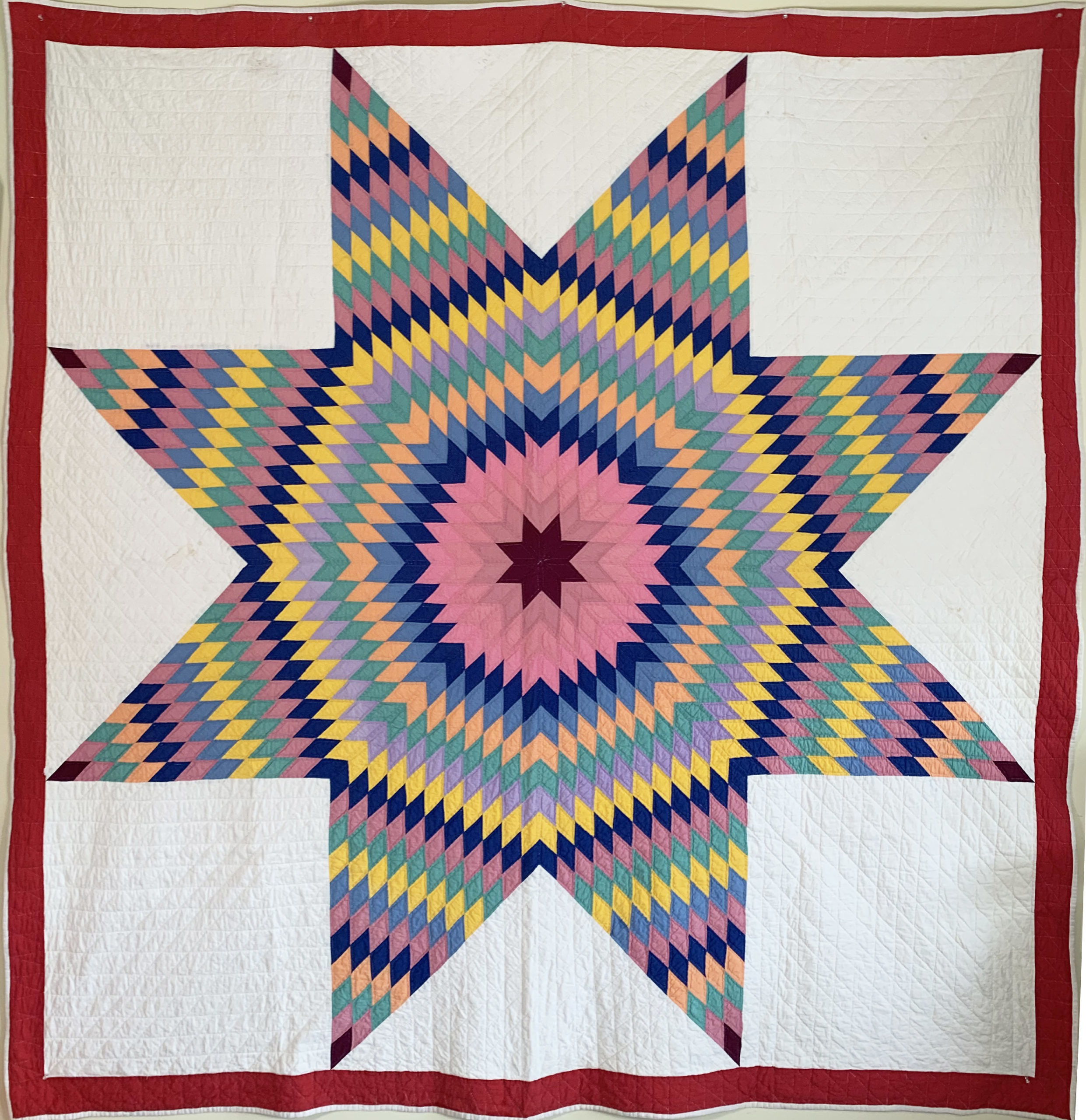 Vintage Colorful Texas Star Patchwork Quilt Vintage Colorful Texas