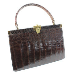 Vintage Bellstone Brown Alligator Purse, Circa 1950s