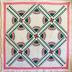 41183 Pink Green Geometric Quilt A