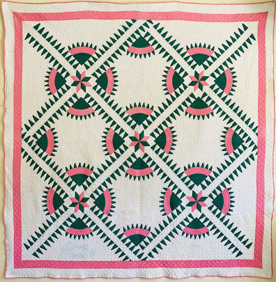 41183 Pink Green Geometric Quilt A