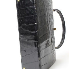 Vintage Bellstone Black Alligator Purse, circa 1950s