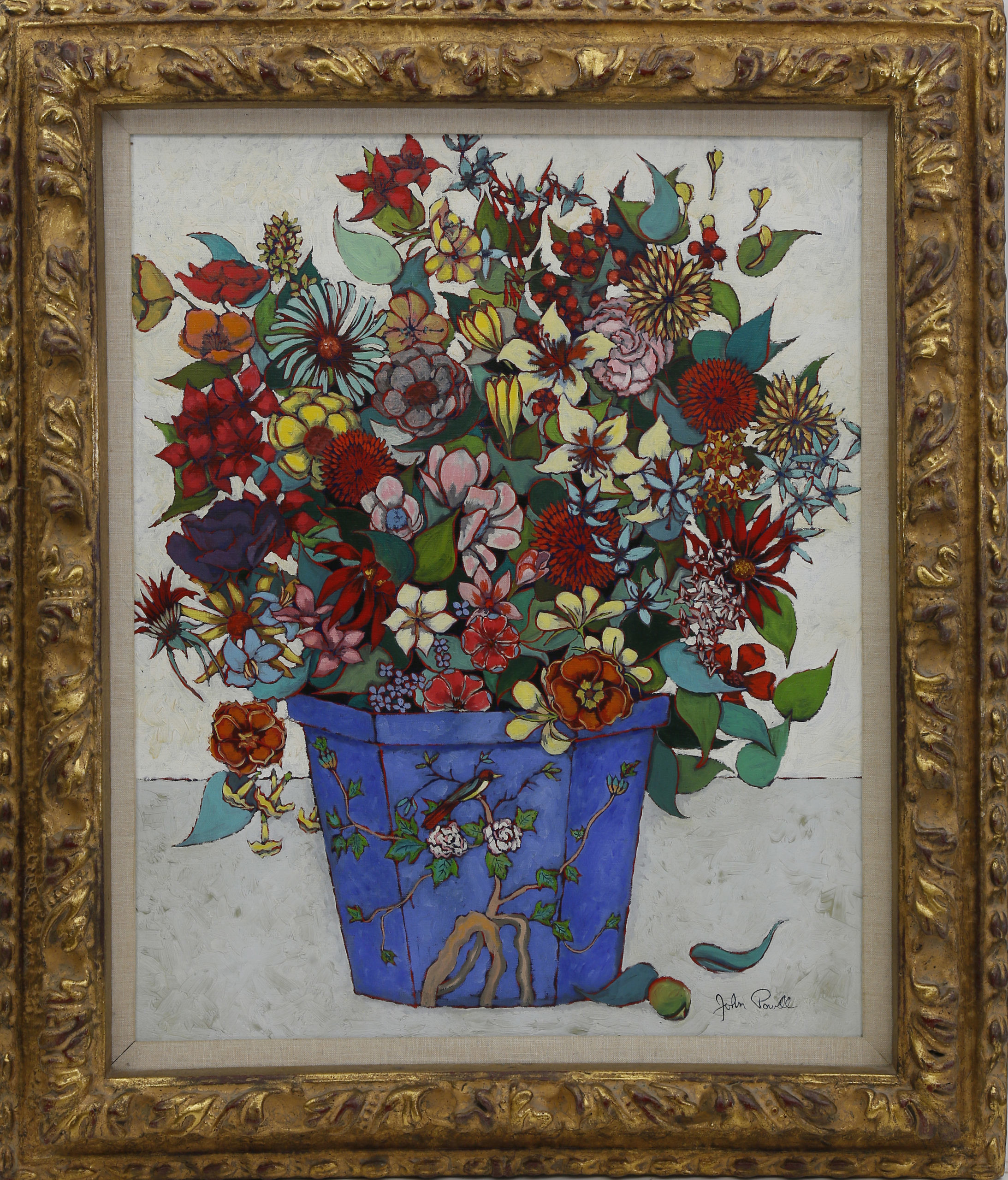 John Powell ジョンポーウェル 庭園の花 アートポスター 額付き John Powell Oil On Canvas - John Powell Oil on Canvas 